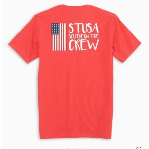 Southern Tide Womens Poppy Red Southern Tide Crew pocket T shirt - Picture 1 of 8
